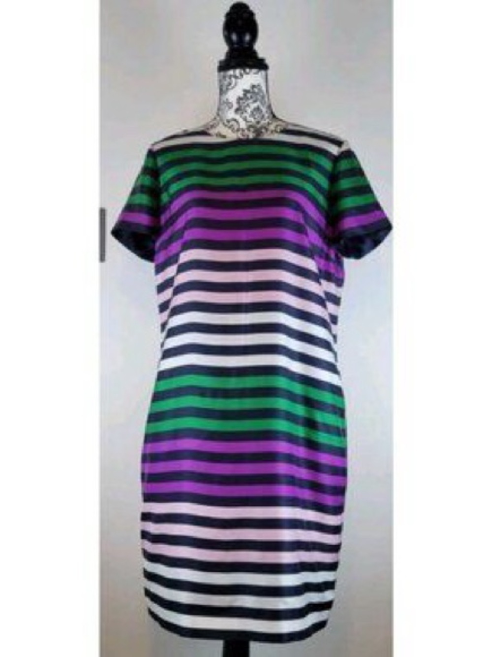 Zac Posen for Brooks Brothers Silk Striped Shift Dress. Red Fleece Cocktail Work - Picture 9 of 11